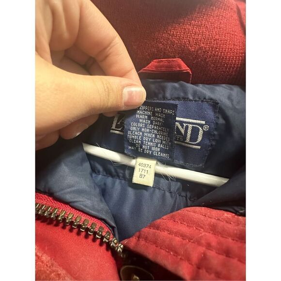Women's Lands' End Red Goose Down Fill Puffer Coat Size Medium With Wear - Picture 8 of 10
